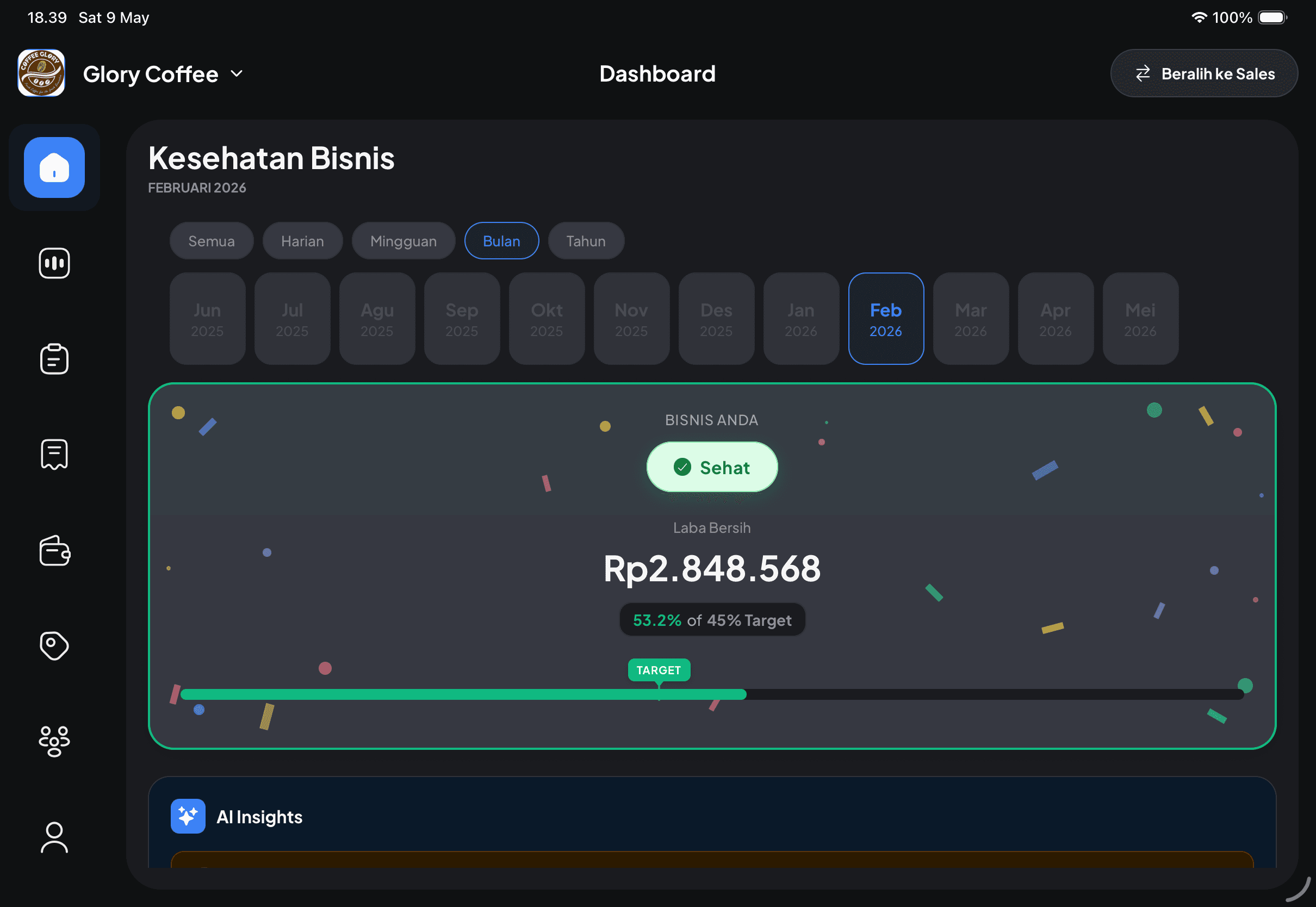 KadaiPOS Dashboard on iPad
